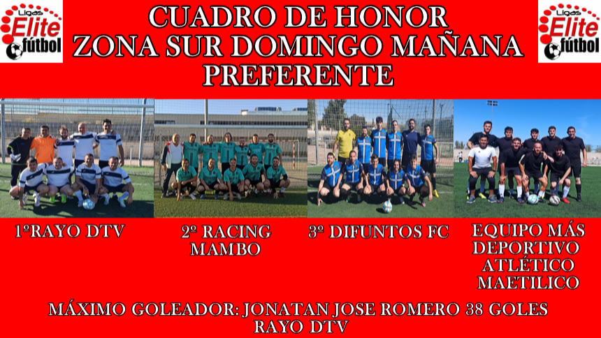 CUADRO DE HONOR. ZONA SUR DOMINGO MAÑANA PREFERENTE
